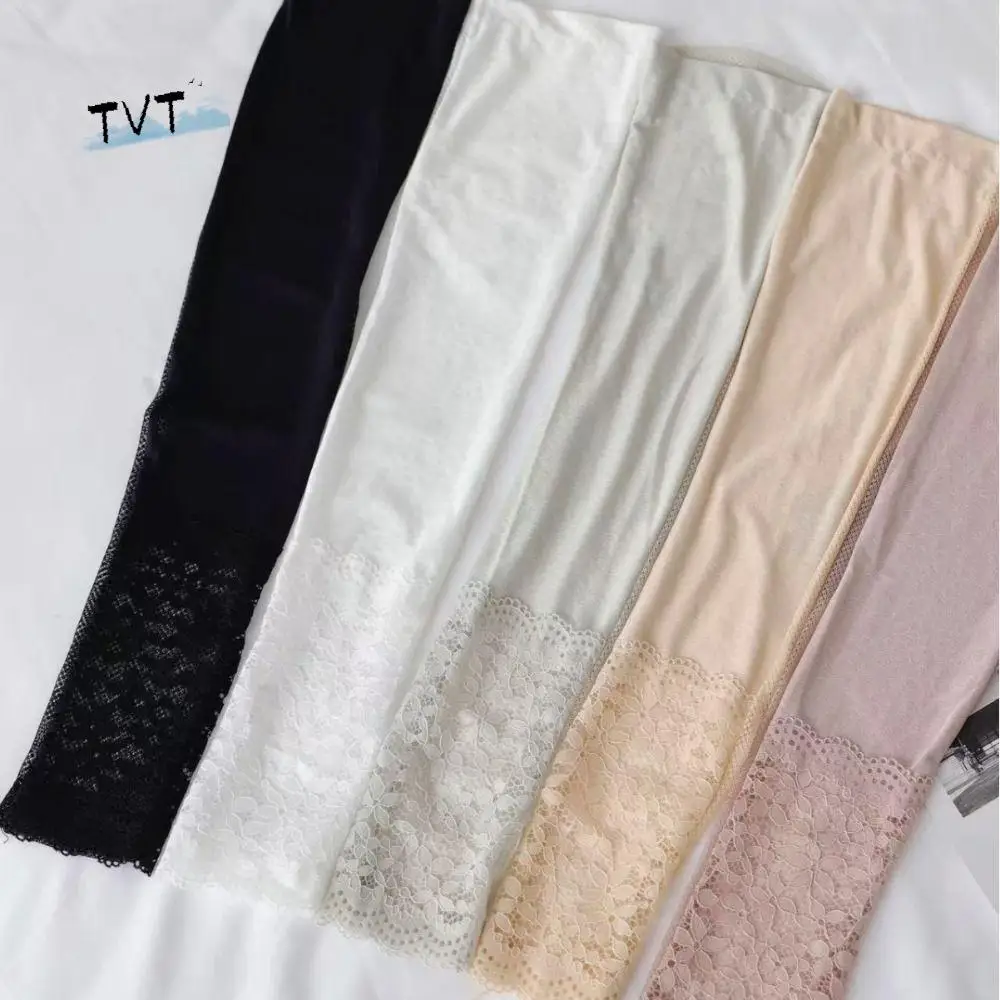 Mangas de seda de hielo de encaje Anti-UV, guantes de manga larga con aislamiento UV, fundas para brazos con protección solar, guantes de ciclismo para mujer