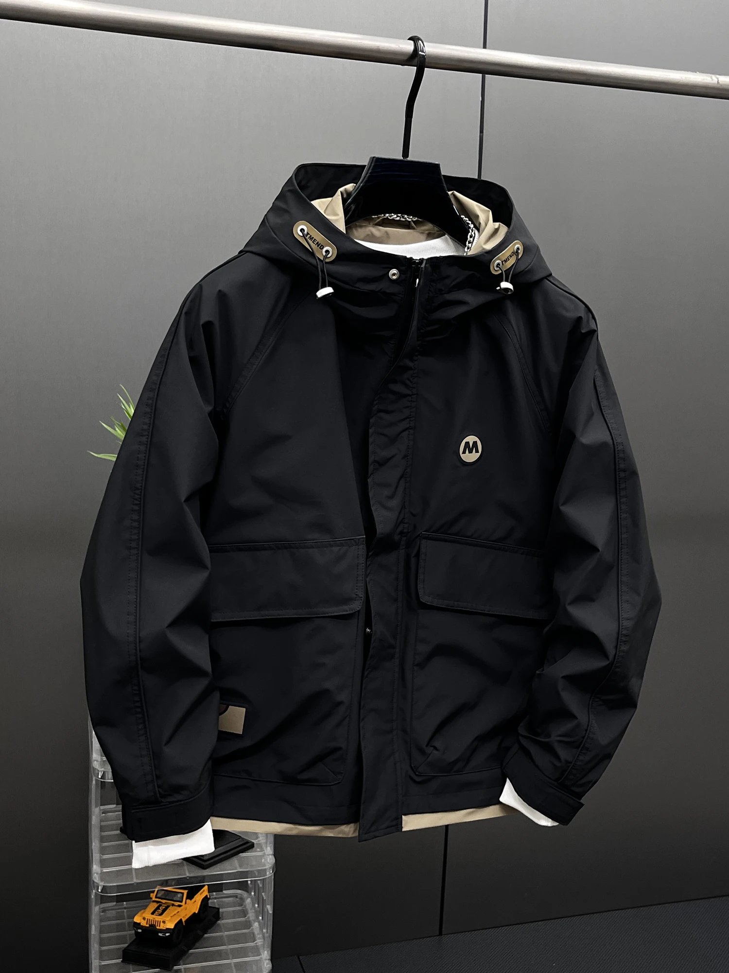 

Casual ort Jaet Men's Faion Spring 2025 New Sle ket Design Windproof Outerwear Loose Fit Long Sve Zipper Closure