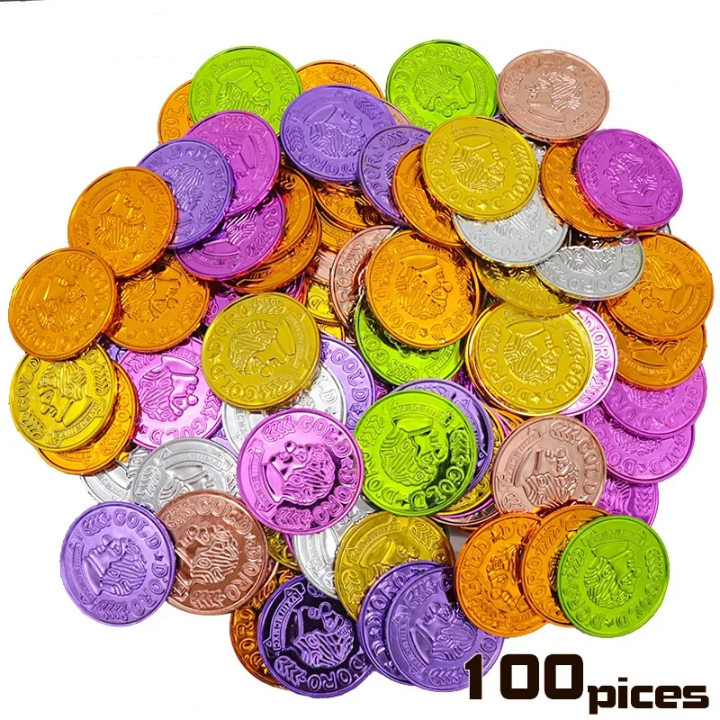 10/25/50 قطعة البلاستيك القراصنة عملة مهرج نمط الاطفال حفلة وهمية الكنز مهرجان حفلة هدية عيد ميلاد الأطفال عملة ذهبية اللعب