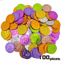 10/25/50pcs Plastic Pirate Coin Clown Pattern Kids Party Fake Treasure Festival Party Birthday Gift Children's Gold Coin Toys 2