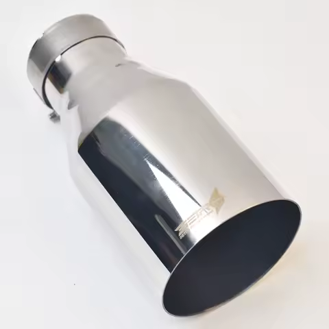 1Pc 304 SUS Universal Stainless Steel Inline Flange Exhaust Pipe Muffler Tip Flat Cut