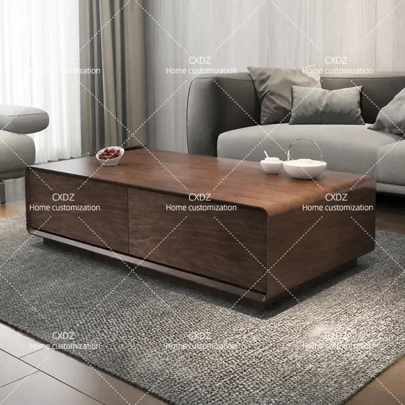 Modern Solid Wood TV Cabinet and Coffee Table Set for Living Room Simple Light Luxury Style Suitable for Large and Small