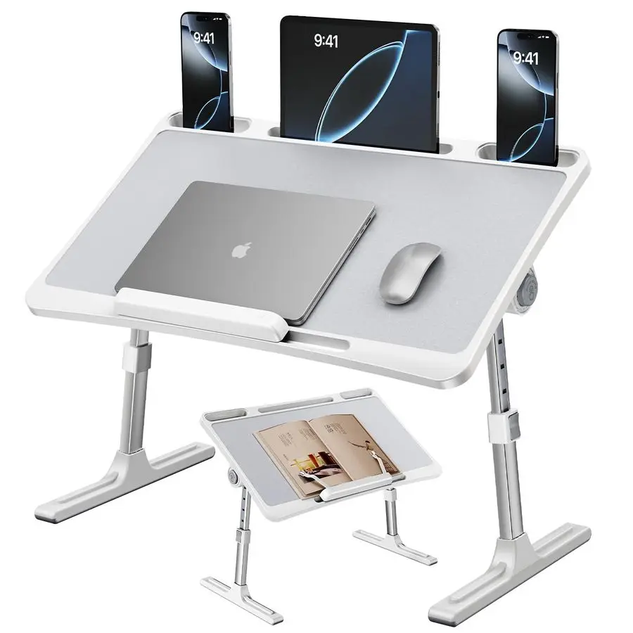 

Desk for Bed,Adjustable Height Lap Desks Bed Tray,Portable Folding Couch Table with Bookstand,Car Rear Seat Sofa Floor Laptop Tr