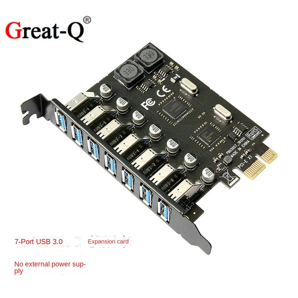 

PCIE to USB3.0 adapter card 7-port PCI-E desktop computer expansion card with no external power supply N EC chip