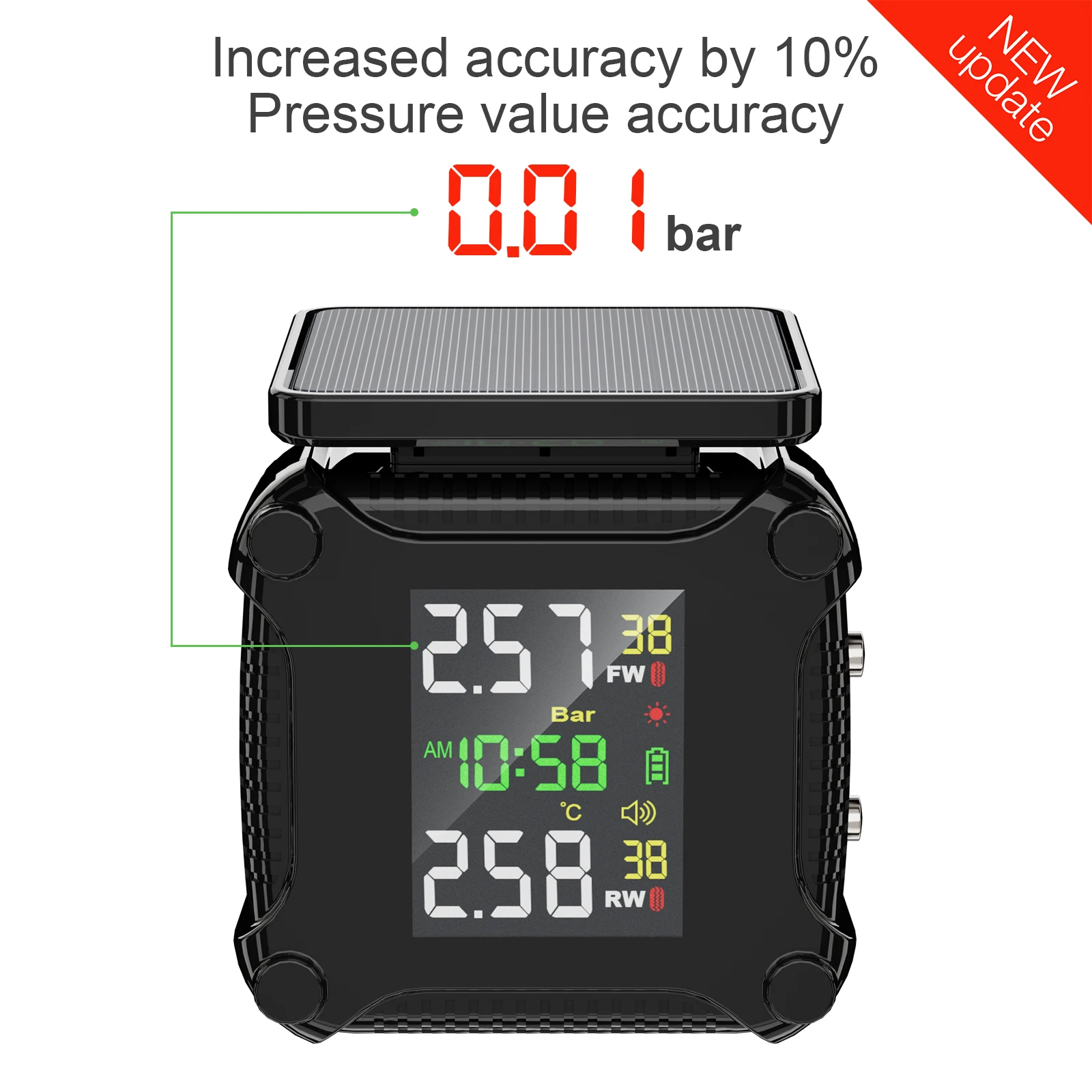 Motorcycle and Electric Vehicle Tire Pressure Monitor, Wireless Digital Display, Built-In Tpms