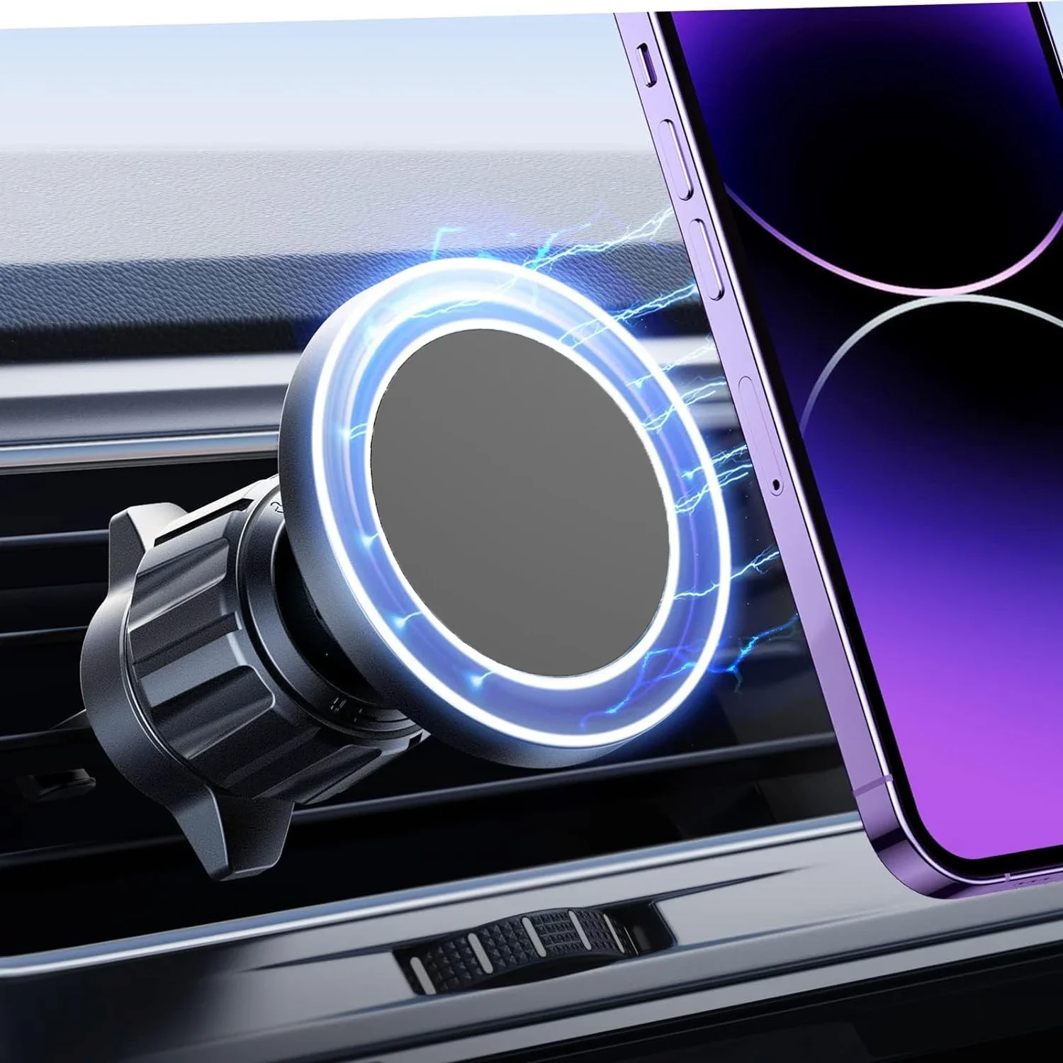 

ftvae Magsafe Car Phone Holder,Powerful Magnetism Premium Quality Single-Hand Operation Metal Hook Magnetic Car Phone Mount
