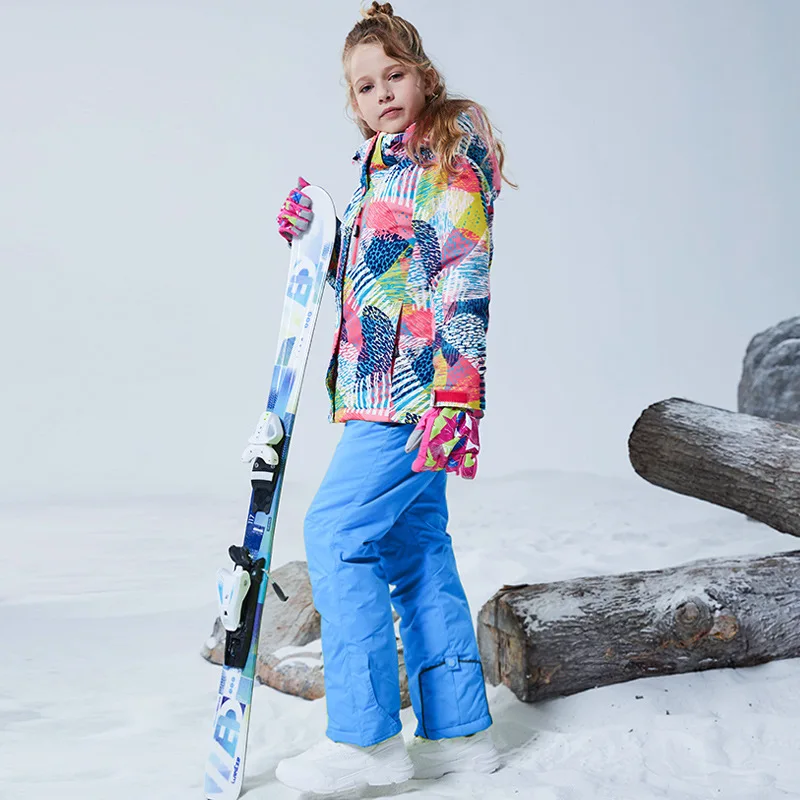 -30℃ Boy girl skiing suit waterproof 5 6 7 8 9 10 11 12 13 14 15 year old children's snow clothing Warm snowboarding Coat pant