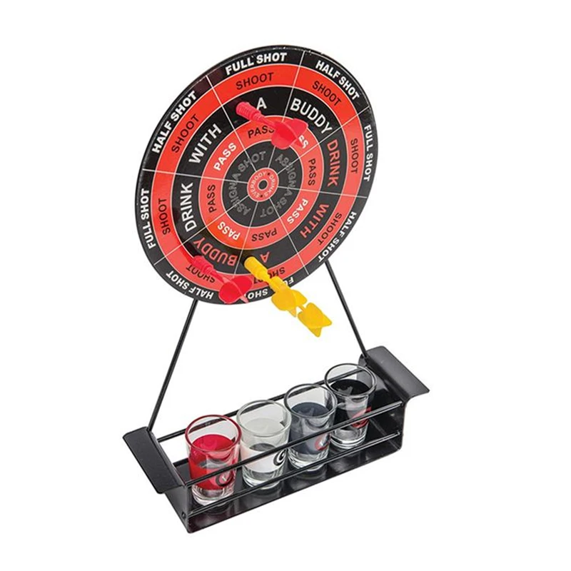 Includes Magnetic Mini Drinking Game Dart Shooting Party Roulette with 4 Cups and 1 Target Rack 4 Darts Betting Bar Game Wineset