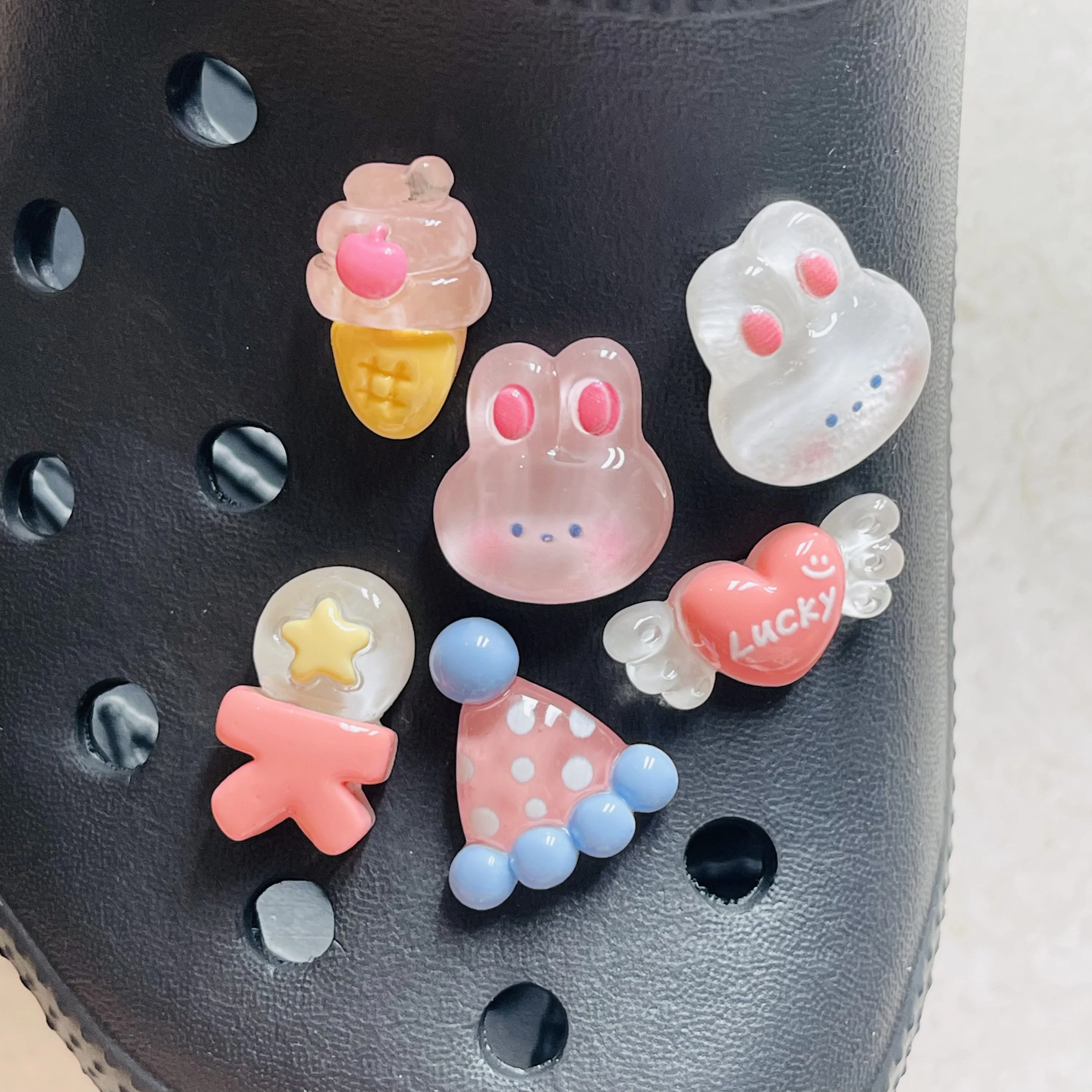 1-13pcs Cartoon Mushroom Rabbit Cat Bear Shoe Charms Resin Sandals Accessories DIY Shoes Decorations Buckle For Kids Gift