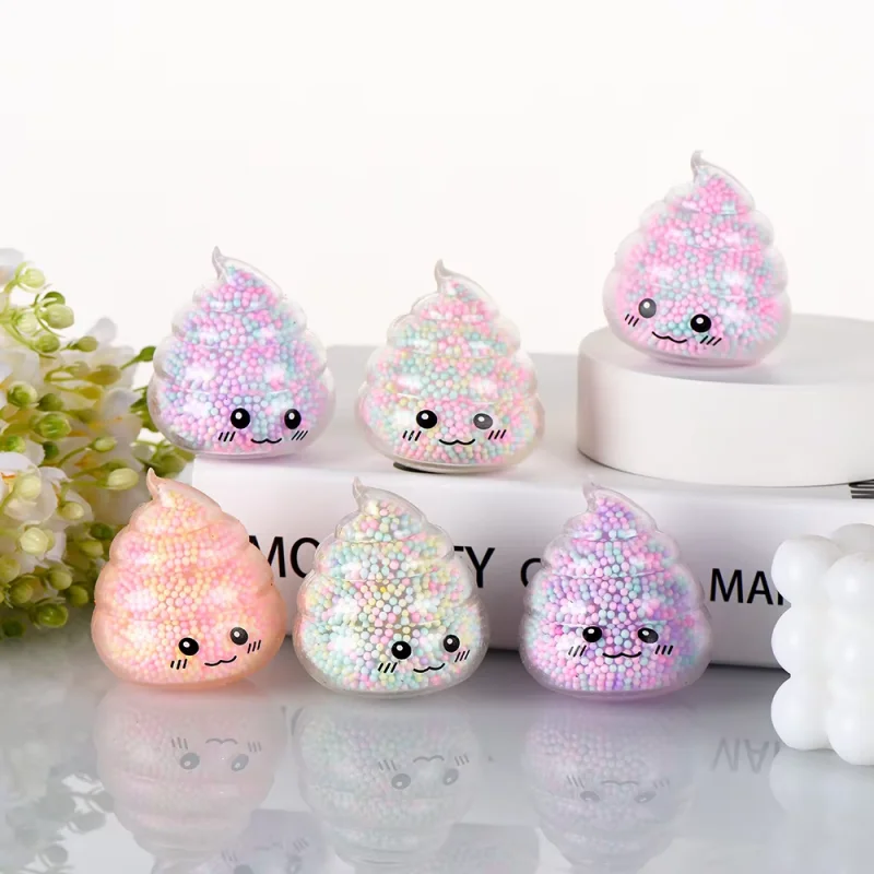 2PCS Bolas Antiestresse Em Forma De Cocô Coloridas, Brinquedos Fidget Para Meninas E Crianças, Presentes