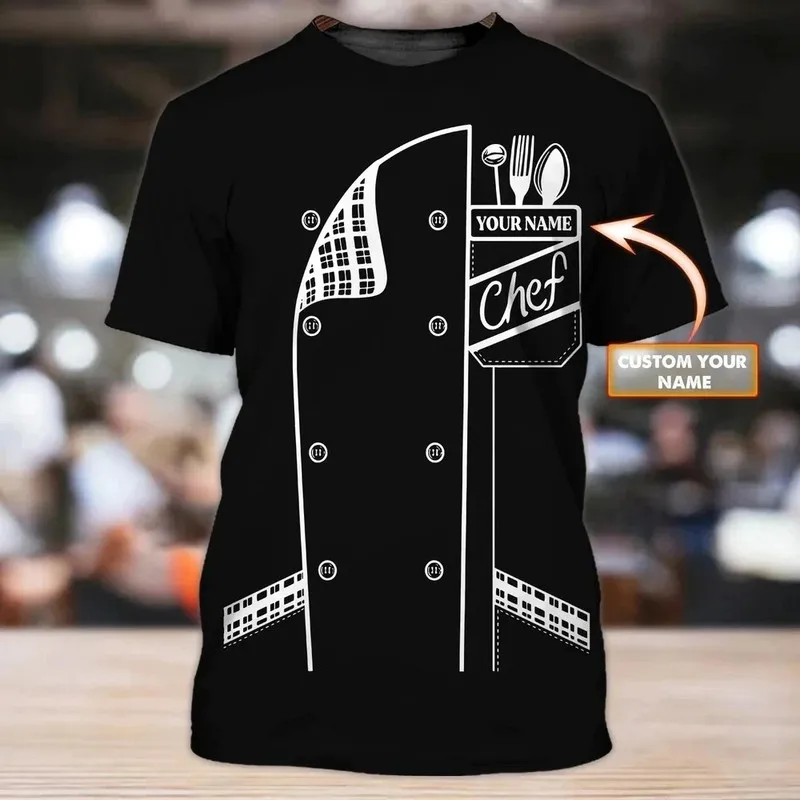 1 Piece Custom Your Picture Chef Job Customization Summer Men'S T-Shirt Personalized Name 3D Printing Neutral Top Casual Customi