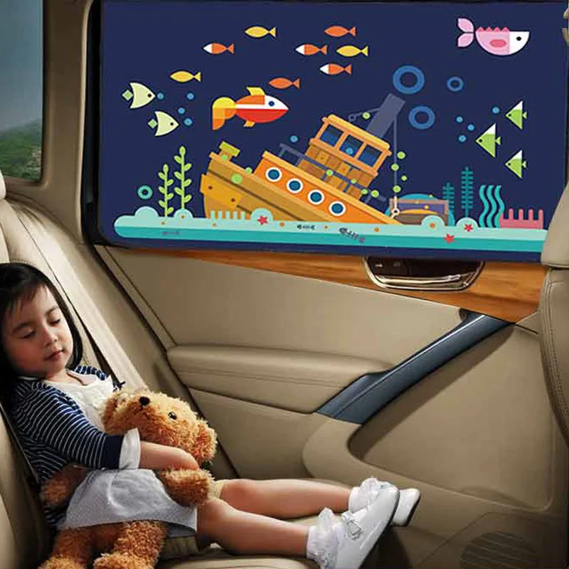 Car Sun Shade Car Window Sunshade Magnetic Parasol Ventanas Laterale Cartoon Child Protection Sun Protection For Car Curtain