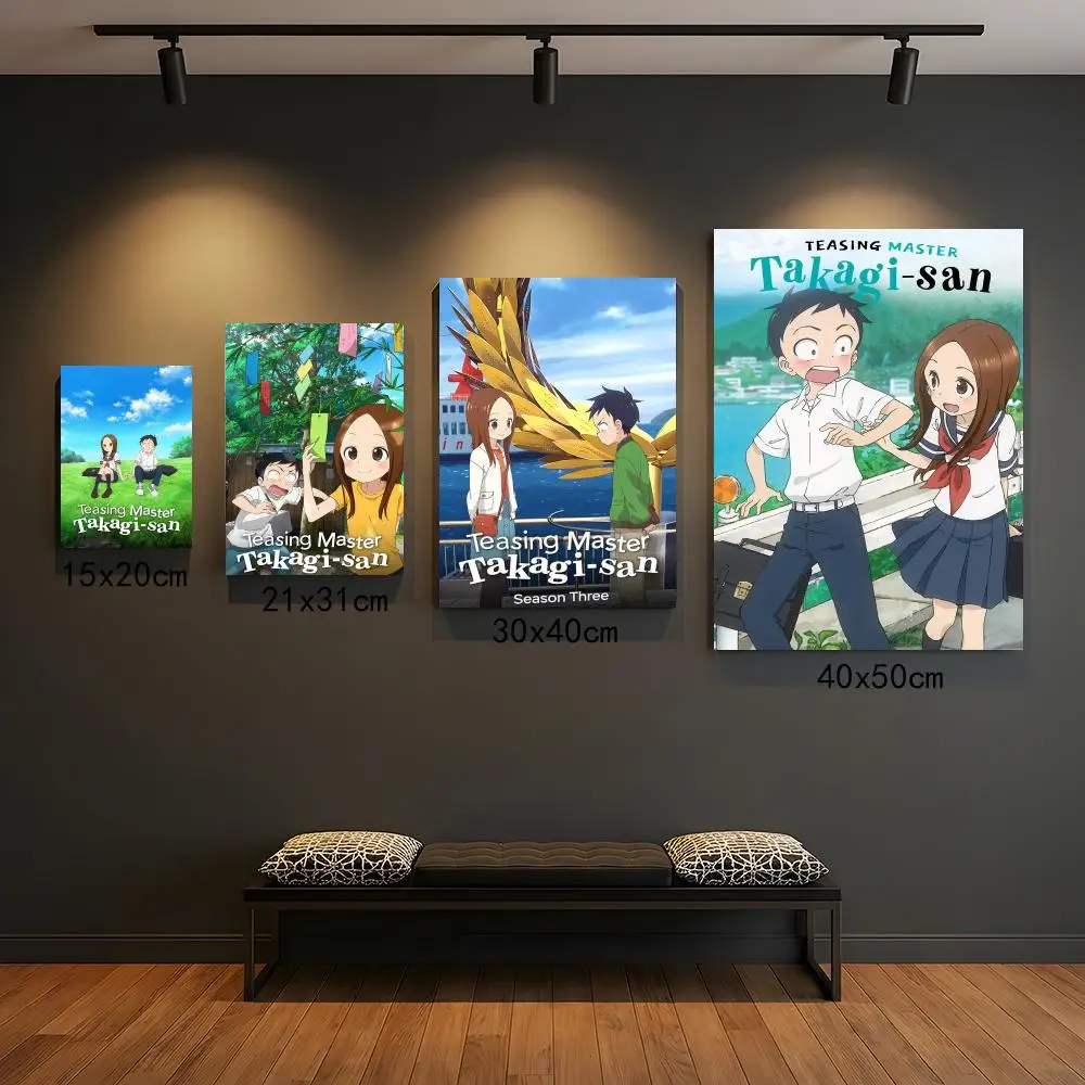anime T-Teasing Master Takagi-san-N Poster Self Adhesive Wall Decor for Modern Home Cafe Office and Bar
