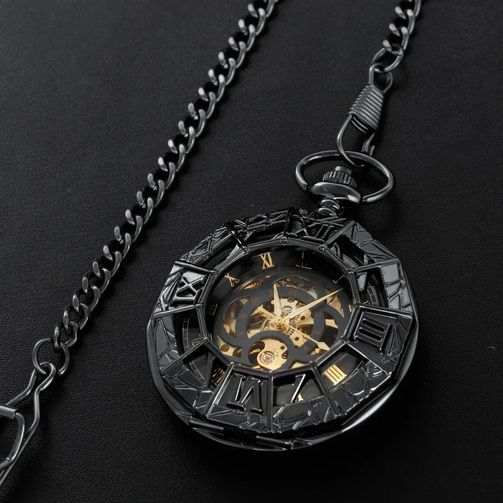 Vintage Romeinse Cijfers Spider Wed Handopwindend Mechanisch Zakhorloge Mannen Vrouwen Ketting Skelet Fob Ketting Horloge