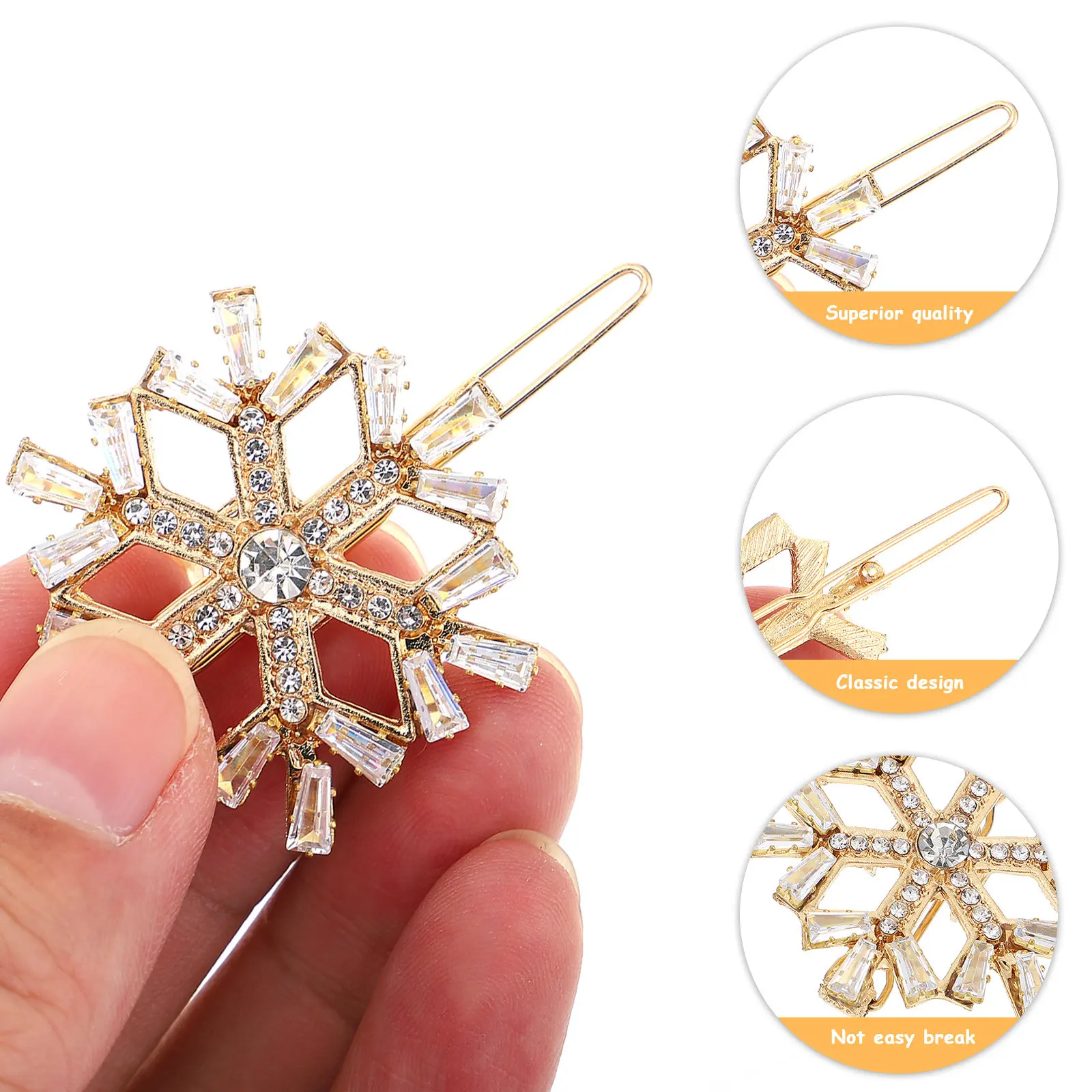 

Набор из 4 заколок для волос в форме снежинок, рождественские заколки, праздничные заколки-шпильки из легкого сплава, удобные украшения для повседневного использования