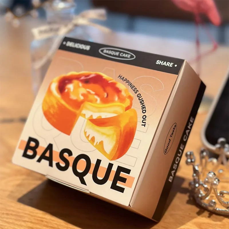 

50 шт., 4-дюймовая подарочная коробка для торта в стиле баска, бумага для печати, квадратная бумага для выпечки, сыра, десерта, упаковочные коробки для переноски торта
