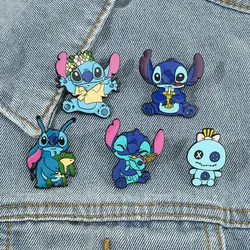 Disney Stitch Series Brooches Cartoon Cute Metal Alloy Souvenir Badges Backpack Accessories Lapel Pin Jewelry Trendy Gift