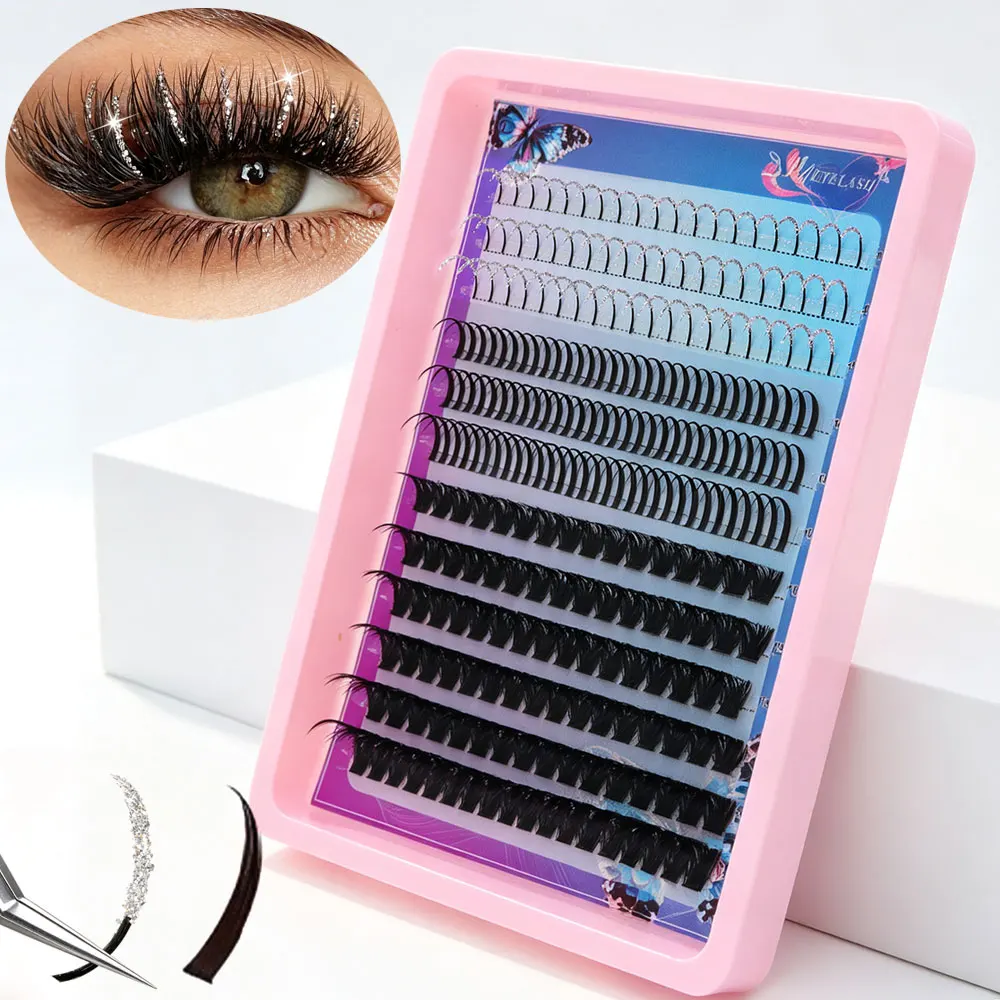 Glitzernde Cluster-Wimpern, Einzelne Falsche Wimpernverlängerungen, Glänzende Diamant-Wimpern, Wiederverwendbar für Party, Halloween, Cosplay, Bühne