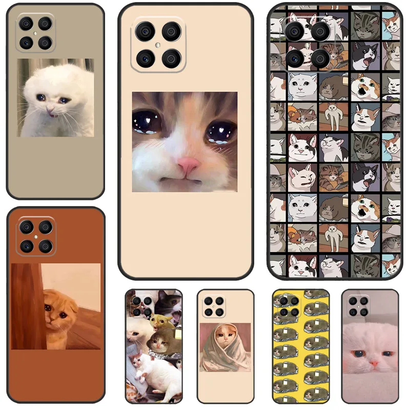 Crying Cat Memes Case For Honor X6a X9a X9b X8a X7a X7 X8 X9 8X 9X Honor 90 Lite 70 50 Magic 5 6 Pro Cover