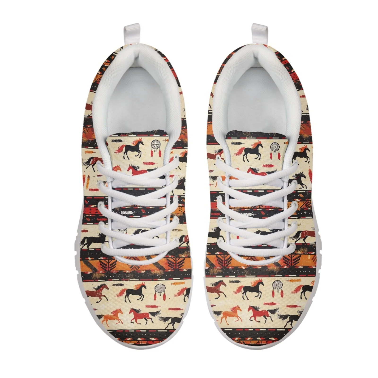 Coloranimal Vintage Horse Print Mesh EVA Sole Women's Sneakers, Mens Casual Athletic Trainers for Gym Camping 2025 Collection