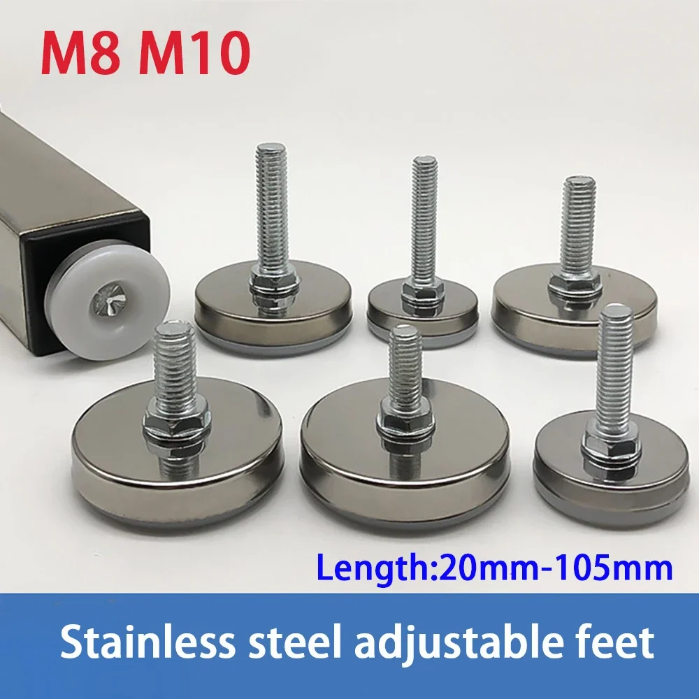 1-20P M6 M8 M10 Stainless Steel Height Increasing Foot Pad Adjustable Foot Stand Shock Absorption Furniture Accessories Balanced