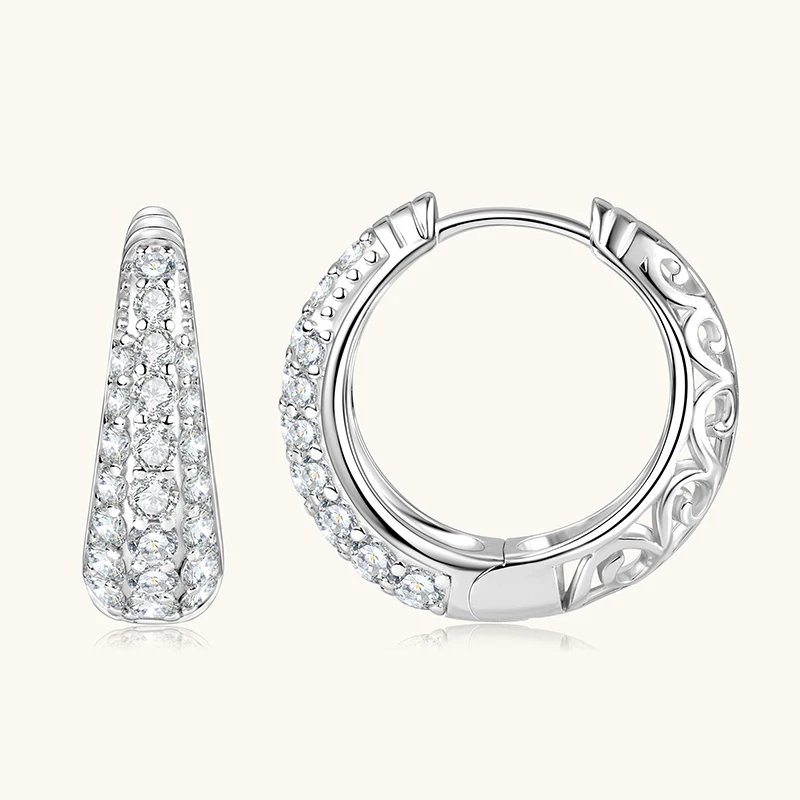 

Anziw Original 925 Silver Sterling Hoops Luxury Earrings Jewelry 1.3mm Round Moissanite Diamond Earrings for Women Wedding Party
