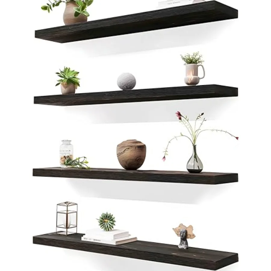 

24 Inch Floating Shelves for Wall Rustic Wall Shelf for Bedroom Living Room Set of 4