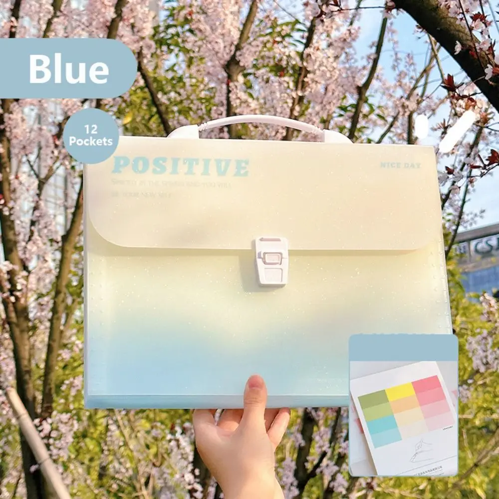 12 Pockets A4 File Folder Portable Waterproof Document Bag Test Paper Storage Classified Storage Portfolio Organizer Gift
