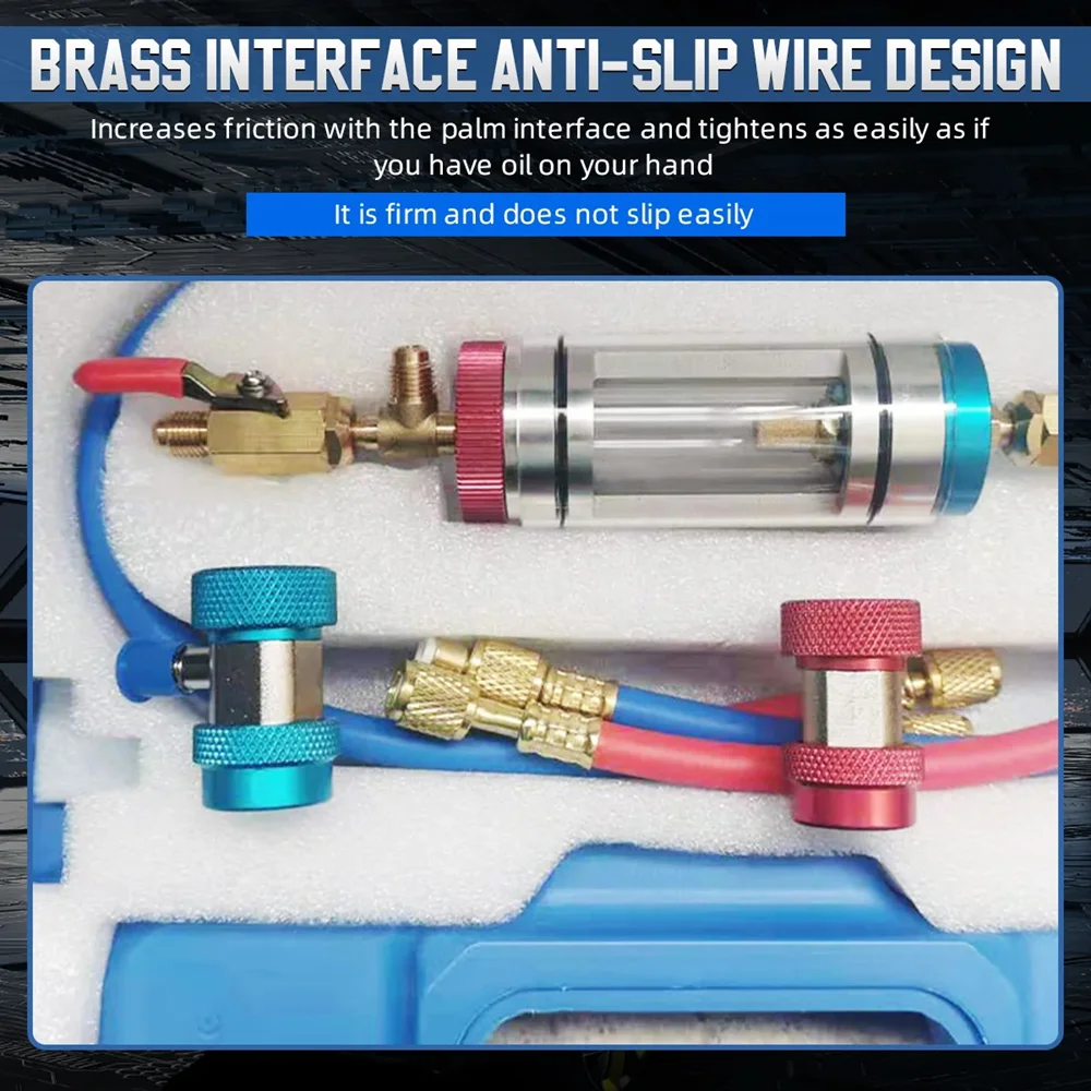 

A/C System Compressor Oil Filter Test Tool Refrigerant Oil Filler Automotive Air Conditioning Refrigerant Oil Analyzer Car