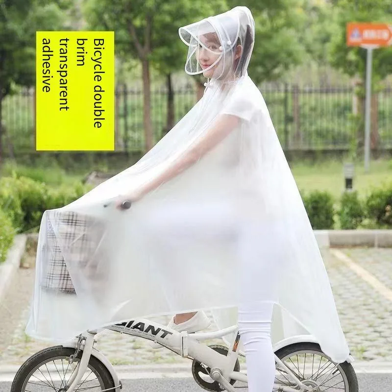 Cycling Raincoats Adults Single Transparent Hooded Thicken Durable Water-proof Rain Poncho Outdoor Travelling Bicycle Дождевик