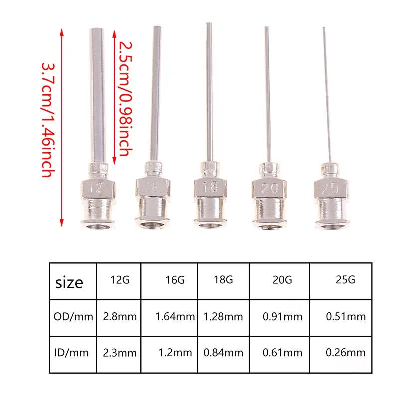 5 قطعة مقياس بلانت الفولاذ الاستغناء عن حقنة إبرة تلميح 12/16/18/20/25/38 جرام #2