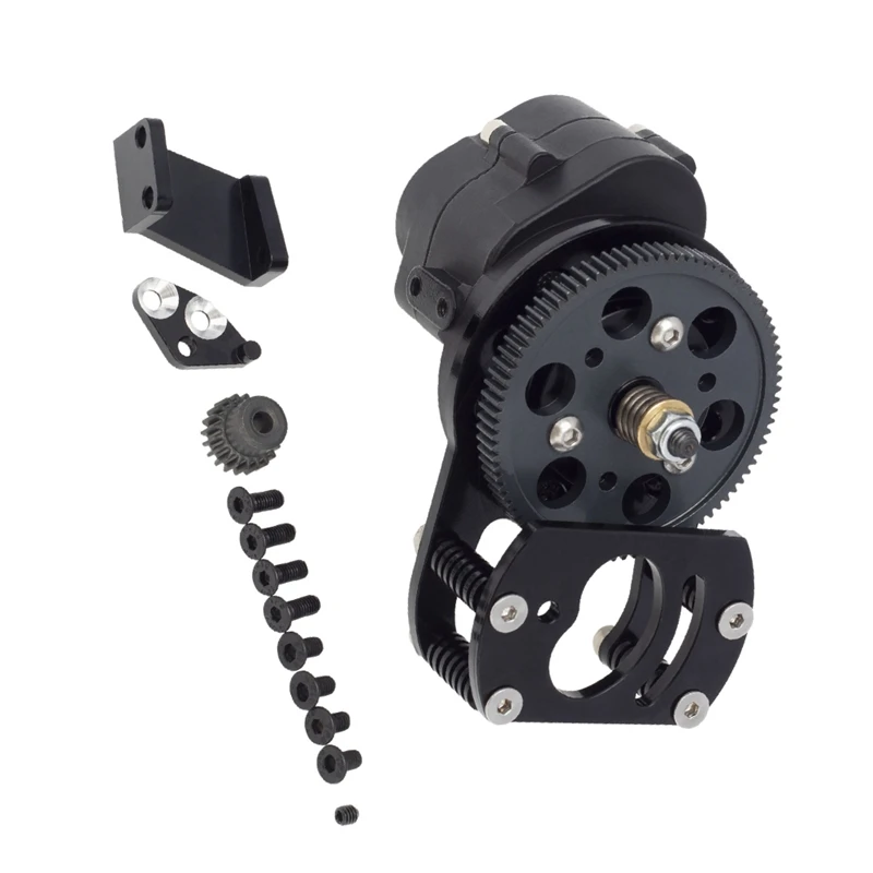 Metal Single Speed Transmission With Motor Gear Mount For 1/10 RC Track Car RC4WD D90 II D110 Gelande 2, Black Accessories