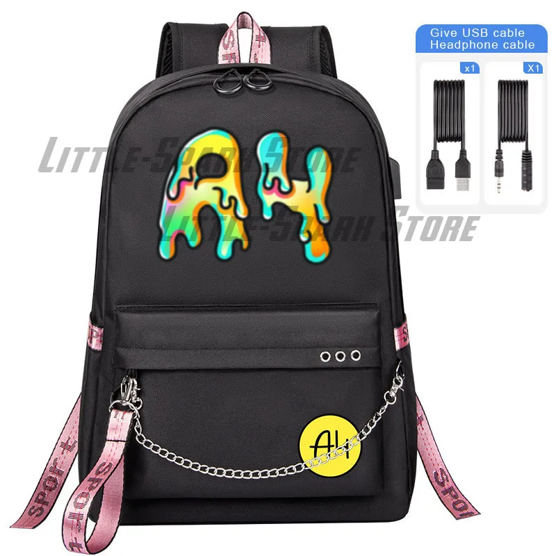 

Cartoon А4 пончик Printing School Bags Boy Girl Teenager USB Charging Backpack Влад Бумага Kids Student Book Bag Mochila