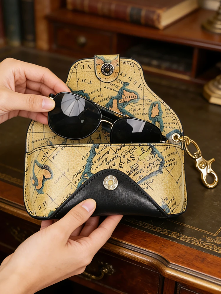 High-Grade Vegetable Tanning Leather Glasses Storage Bag Male and Female Portable Myopia Protective Genuine Pressure-Resistant