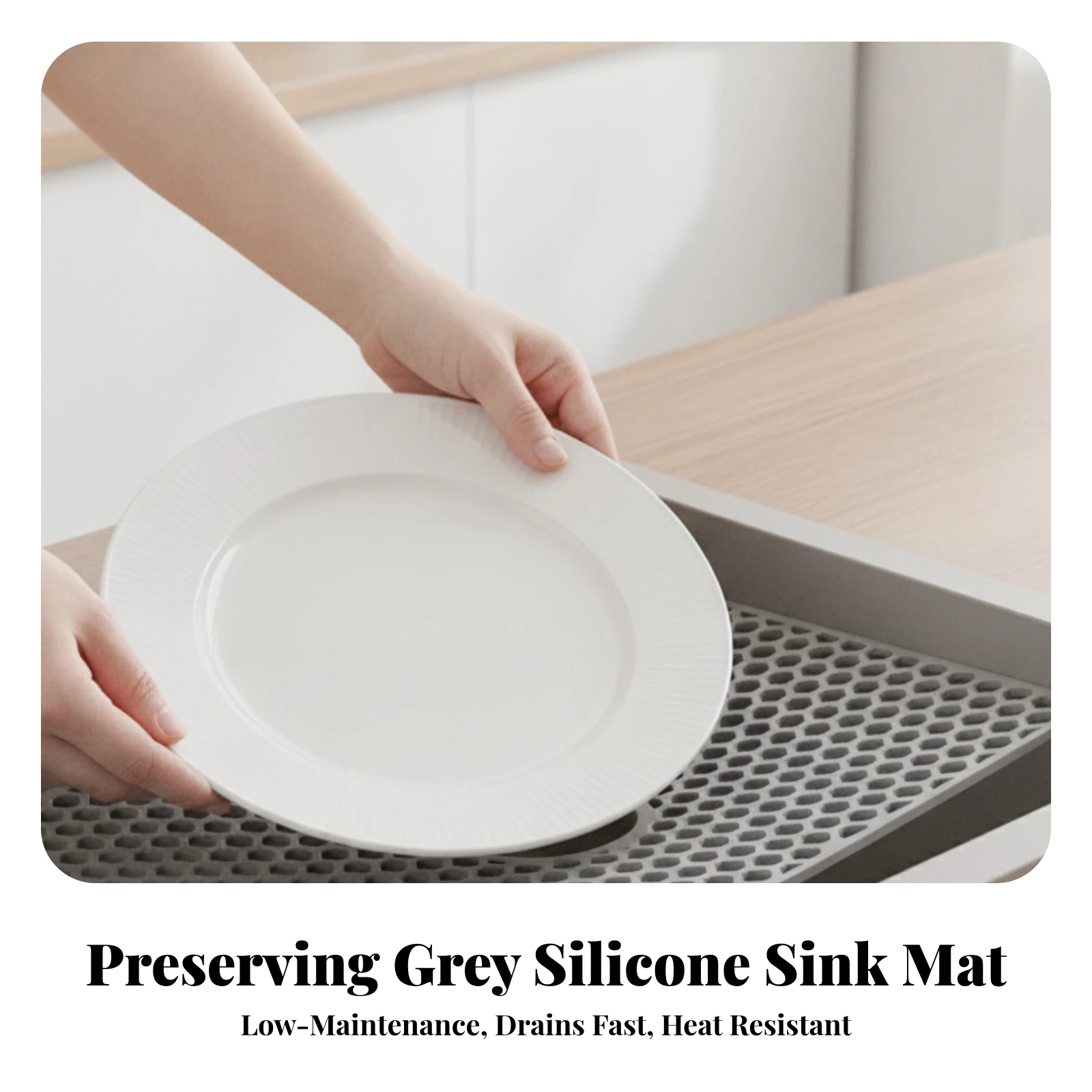 Silicone Sink Mat Fast Draining Sink Protector Mat Kitchen Accessories Quick Drying Flexible for Countertop, Dining Table