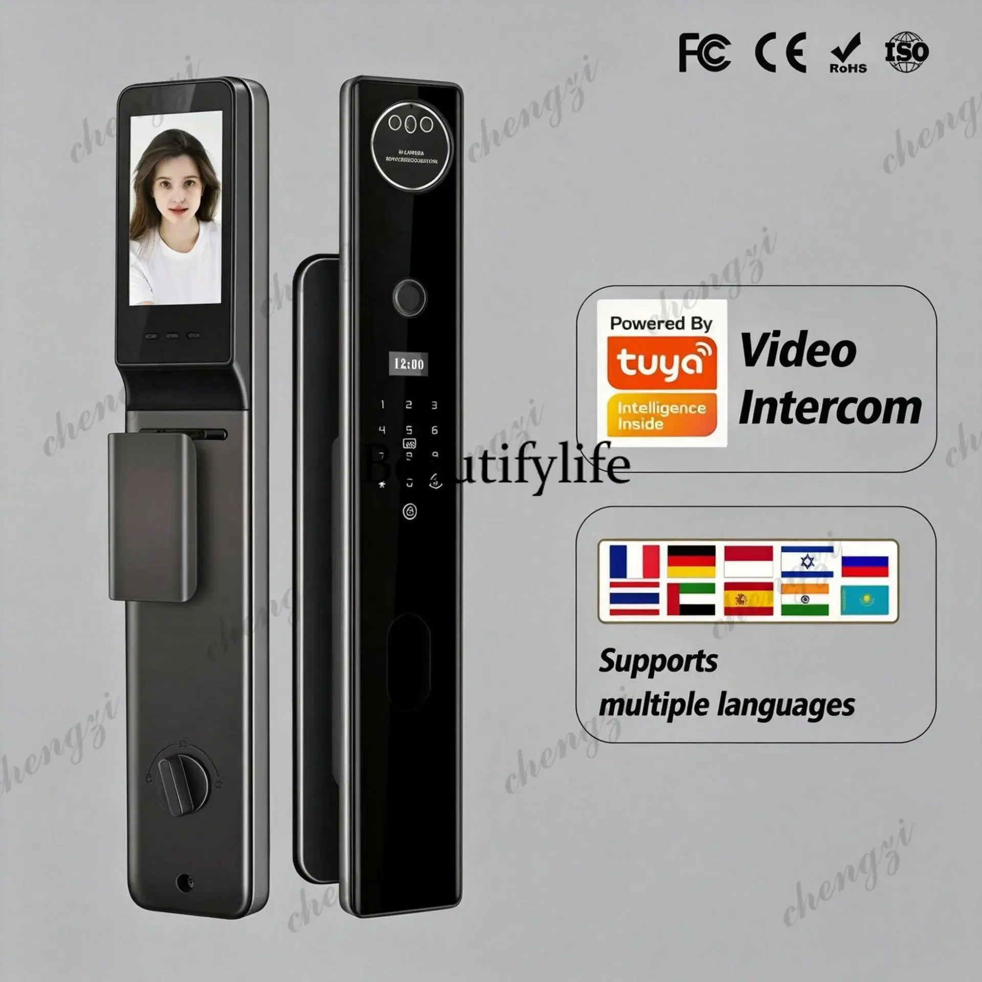 Automatic 3D facial recognition fingerprint password lock Home anti-theft lock Home smart lock