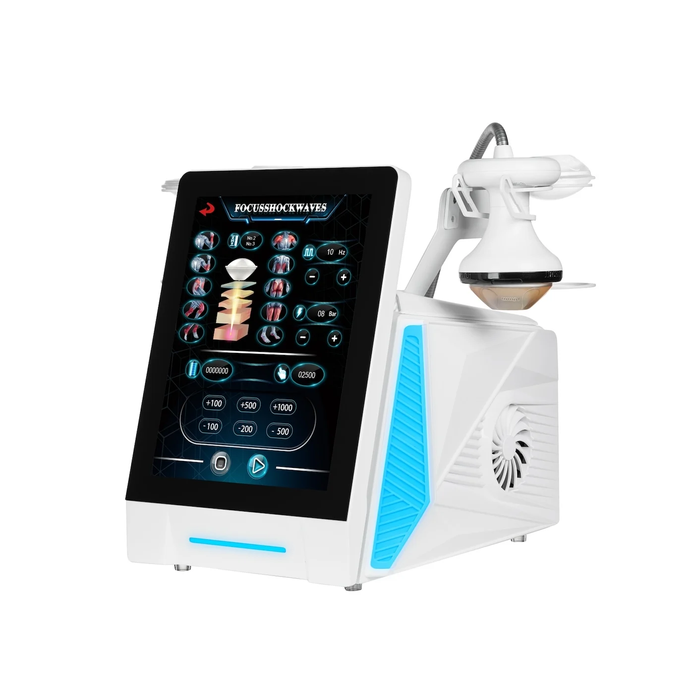 

Medical Physiotherapy Focused Shock Wave Therapy Machine ESWT Shockwave Apparatus for Body Pain Relief