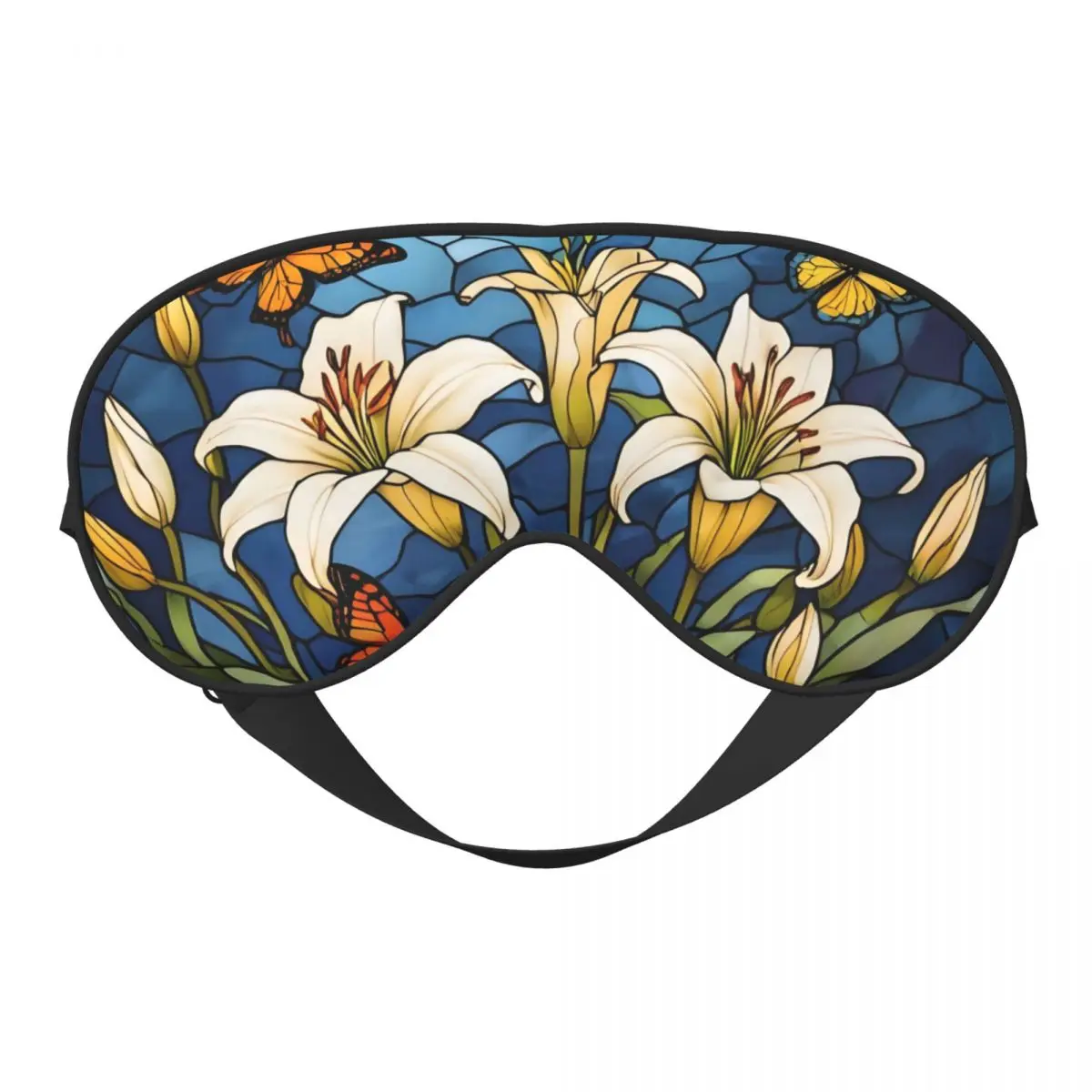 

Custom Stained Glass Soft Travel Eye Masks Double Side Blindfold Creative Vintage Flower Art Block Out Light Eye Patches Ourdoor