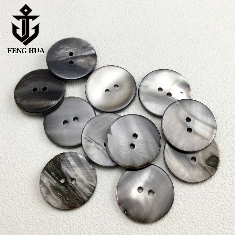 5PC Natural Black Mother of Pearl Seashell Round 2-holes Button Apparel Sewing Supply Crafts Button DIY Shirt Scrapbooking Decor