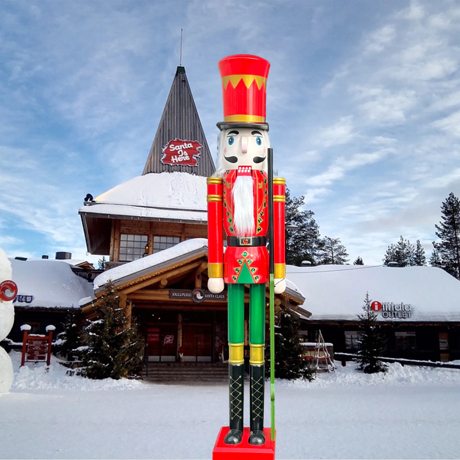 CDL Nutcracker Soldier 6 foot 180 cm Red and Green Large Wooden Christmas Nutcracker Figure Soldier Carry Gun  K05