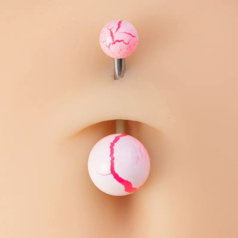5PCS Acrylic Belly Button Ring Cracked Pattern Navel Piercing Stud for Women Surgical Steel Belly Bar Beach Bikini Body Jewelry