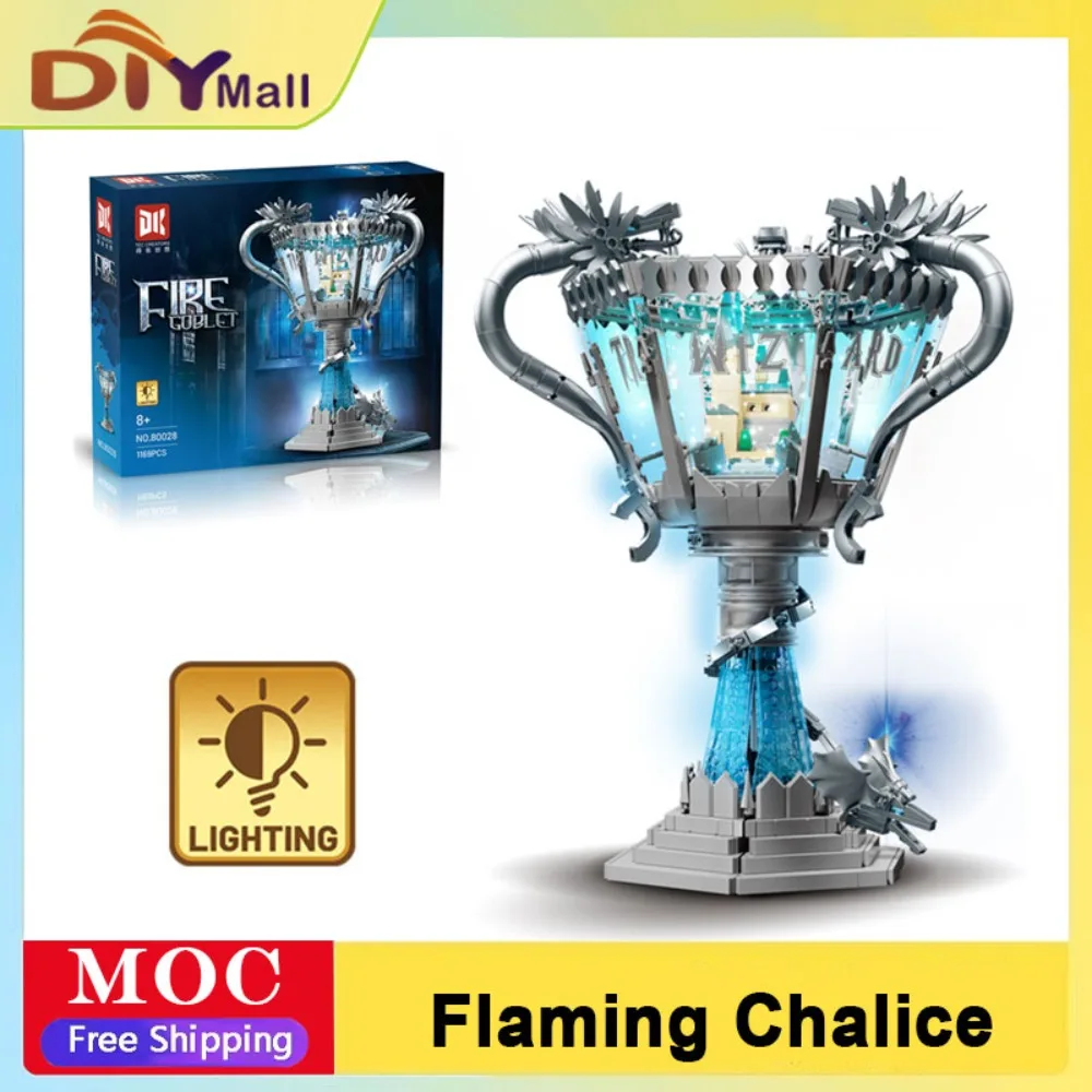 

MOC 1169 шт. Пылающий Священный Грааль Западный Дракон со светодиодной подсветкой Мифическая декоративная лампа Настольный дисплей Сборка игрушек для детей