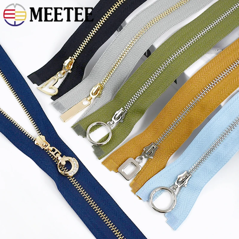 3Pc Meetee 15-70cm 3# Metal Zippers Auto Lock Zip for Clothes Purse Pocket Zipper Closures Repair Kit DIY Bag Sewing Accessories