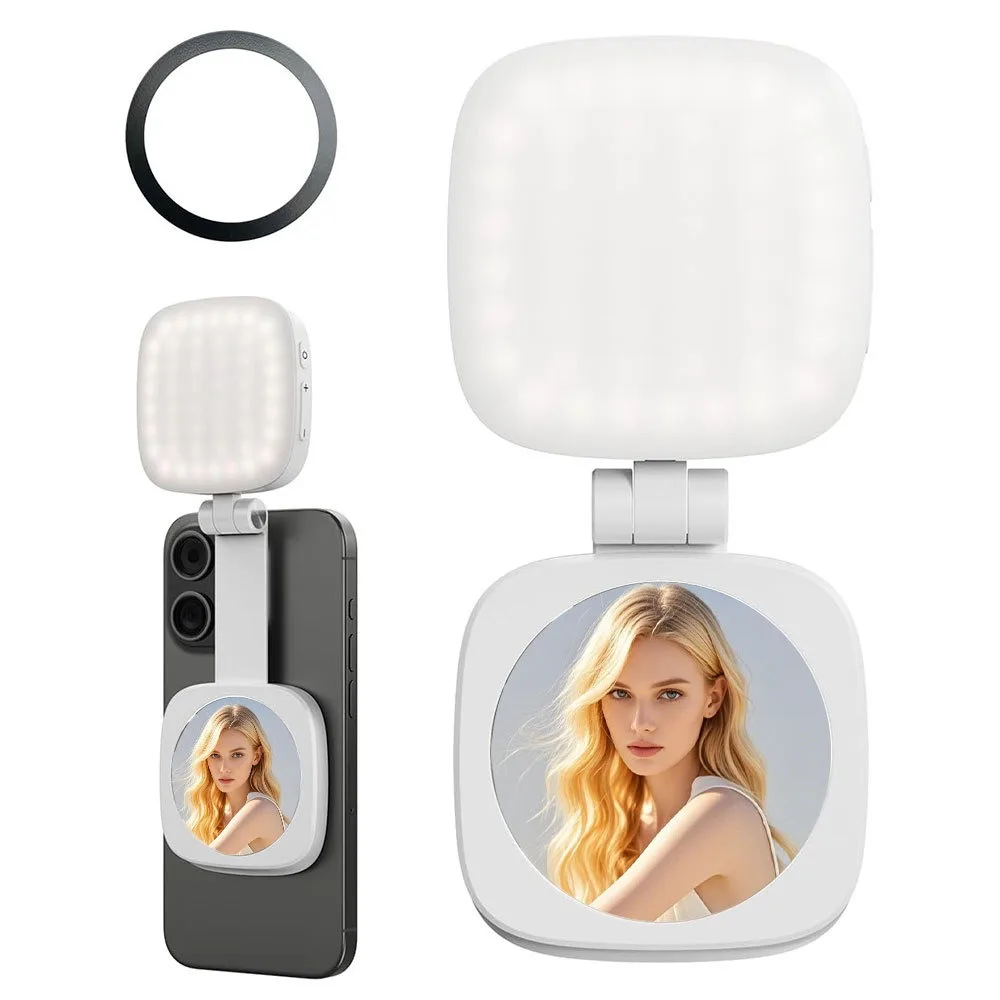 

Stand Selfie Fill Light with Mirror Lightweight Magnetic Selfie Light Brightness Adjustable Rotatable Magnetic Photo Light