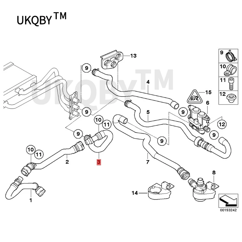 Bm w5'e60 520i 525i m54 530i 545i Kühlmittels ch lauch pumpen ventil ihka Standards ch lauch wärme tauscher Motor rücklauf leitung