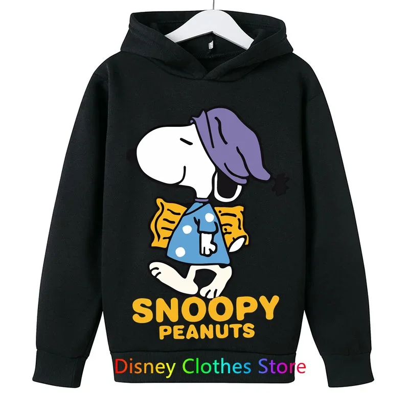 Snoopy Cartoon Anime Children Pullover Tops 2024 New Fashion Boy Girl Kids Hoodie Spring Autumn Children\'s Sweatshirt Clothes