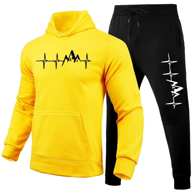 أزياء رائجة البيع الرجال رياضية في الهواء الطلق الرجال اليومية مريحة مقنعين رياضية و Sweatpants رجل بدلات رياضية الركض بسيطة #4