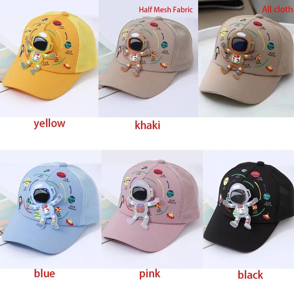 Cartoon Astronaut Baby Baseball Cap Cute UV Protection Planet Print Sun Hat Adjustable Children Peaked Hats Children