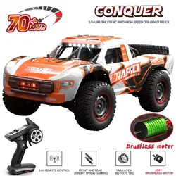 Q130 1:14 4WD Off-road RC Car 70KM/H lub 50KM/H z pilotem LED Samochody Bezszczotkowy silnik Szybki dryf Monster Truck Zabawki