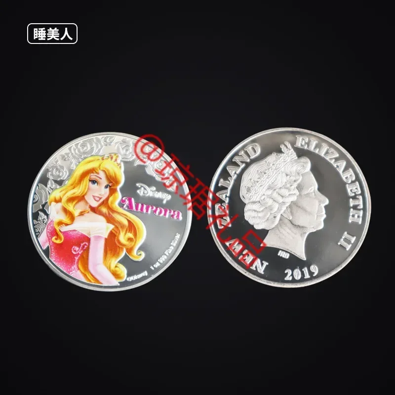 Disney Princess Commemorative Coin Cute Cartoon Character Snow White Cinderella Sleeping Beauty Animation Collectible Toys Gifts